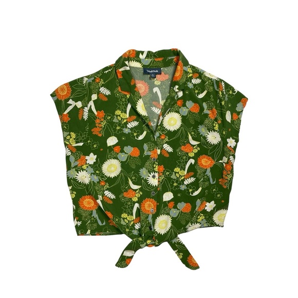 ModCloth Floral Tie-Front Button Down Blouse – Size L - Picture 1 of 11